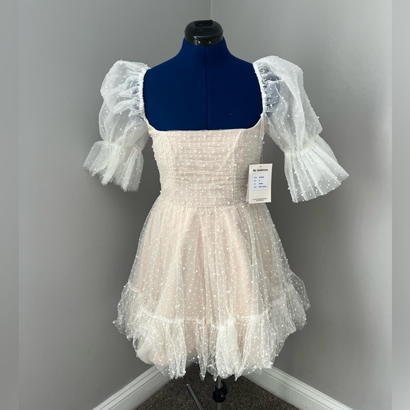 By Watters NWT Macaroon Bridal Bride Mini Dress with Pearls - Picture 7 of 14